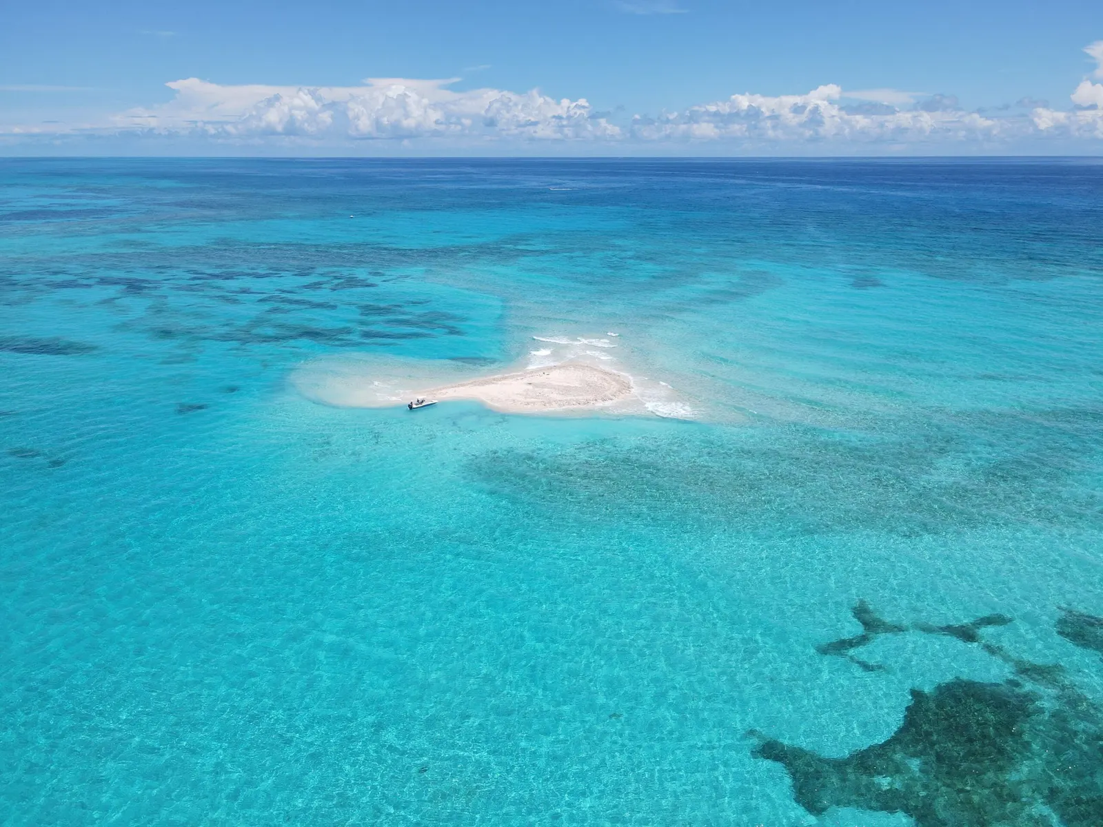 Aerial view of the Islamorada sandbar and turquoise shallows